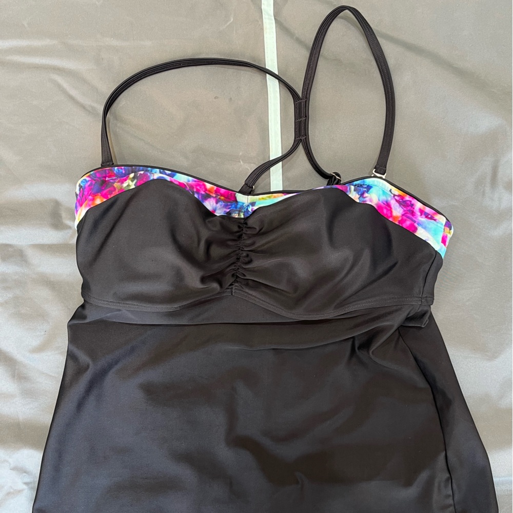Athleta Black Swimsuit with Colorful Trim